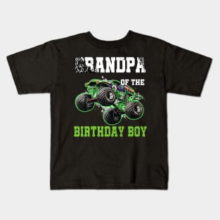 Grandpa Of The Birthday Boy Monster Truck Car Party Outfit Kids T-Shirt